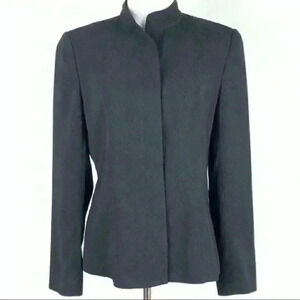 Calvin Klein blazer size 6 black Hidden button mock turtleneck career jacket